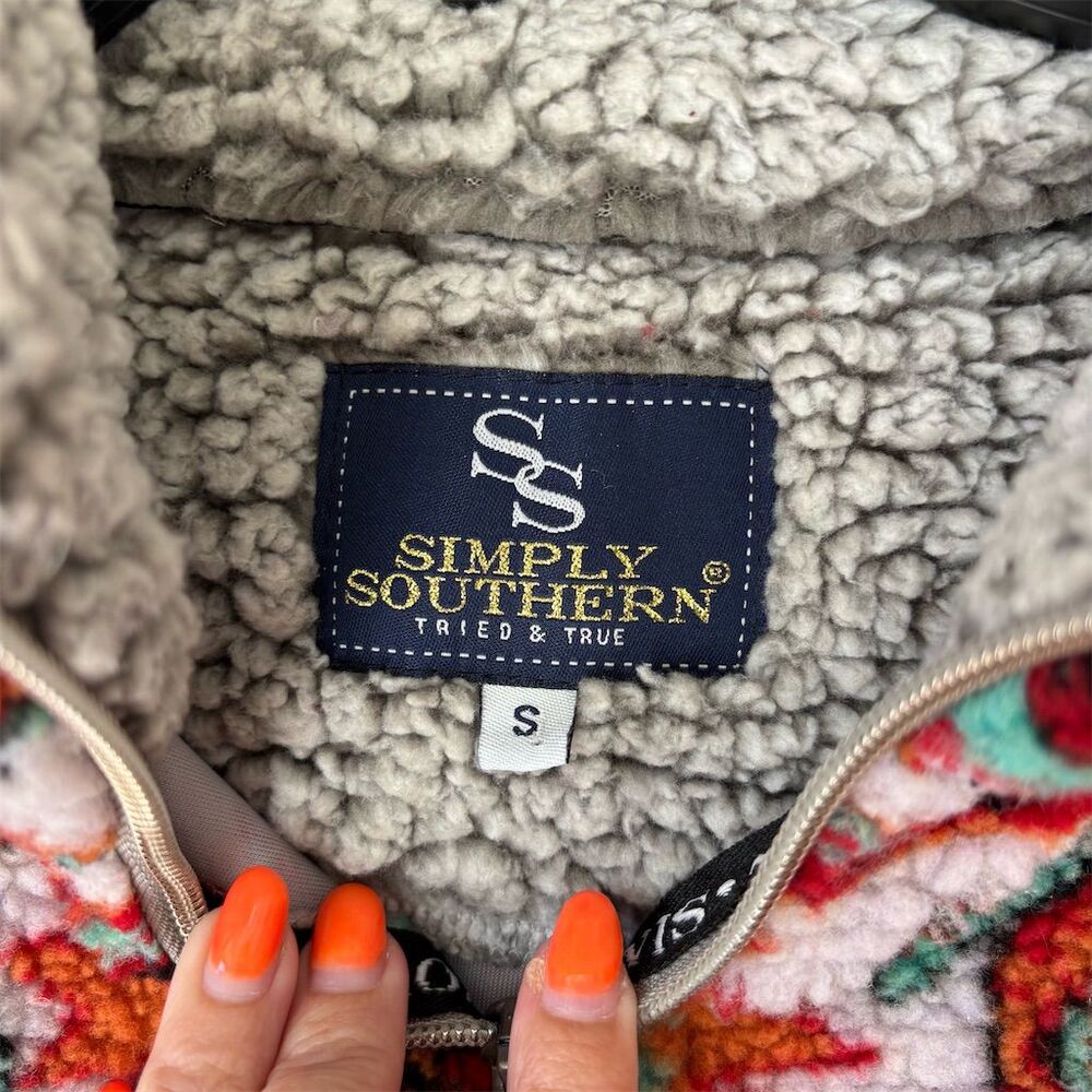 Simply Southern Women's Sherpa 1/4 Zip Pullover Jacket Gray Size S - Picture 3 of 5
